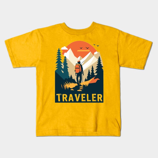 TRAVELER Kids T-Shirt by MusicianCatsClub